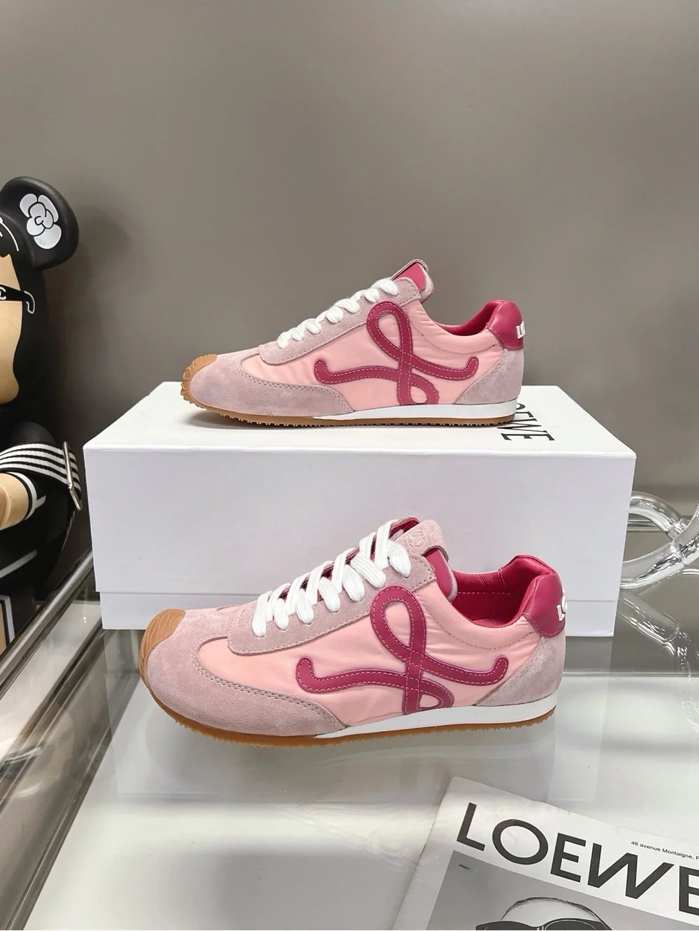 Loewe Pink Suede & Mesh Women's Sneakers